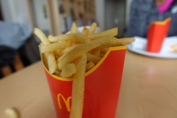 a box of cold and limp mcdonald's french fries